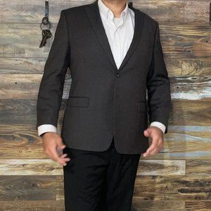 Calvin Klein 100% Wool Gray Check Double Vented Blazer Sport Jacket Size 46R
